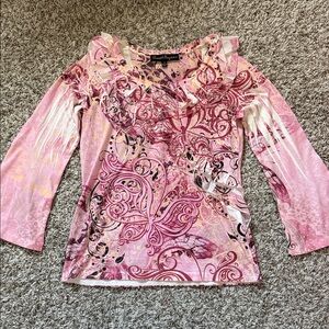 Pink Western Long Sleeve Shirt